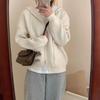 Simple casual hooded knitted cardigan top women's autumn and winter new loose lazy wind sweater jacket