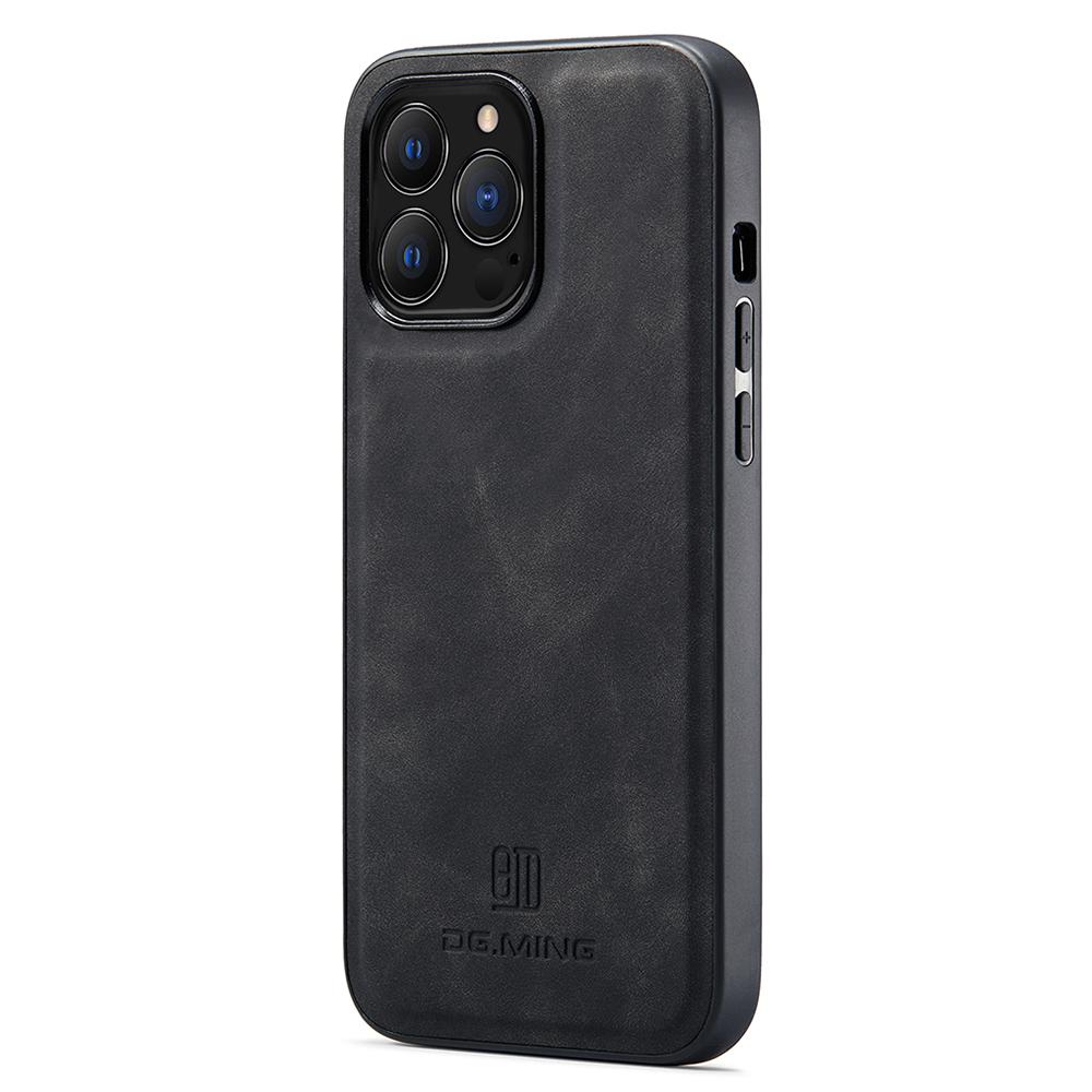 

DG.MING For iPhone 15 Pro Case Drop Protection PU Leather+PC+TPU Back Shell Black
