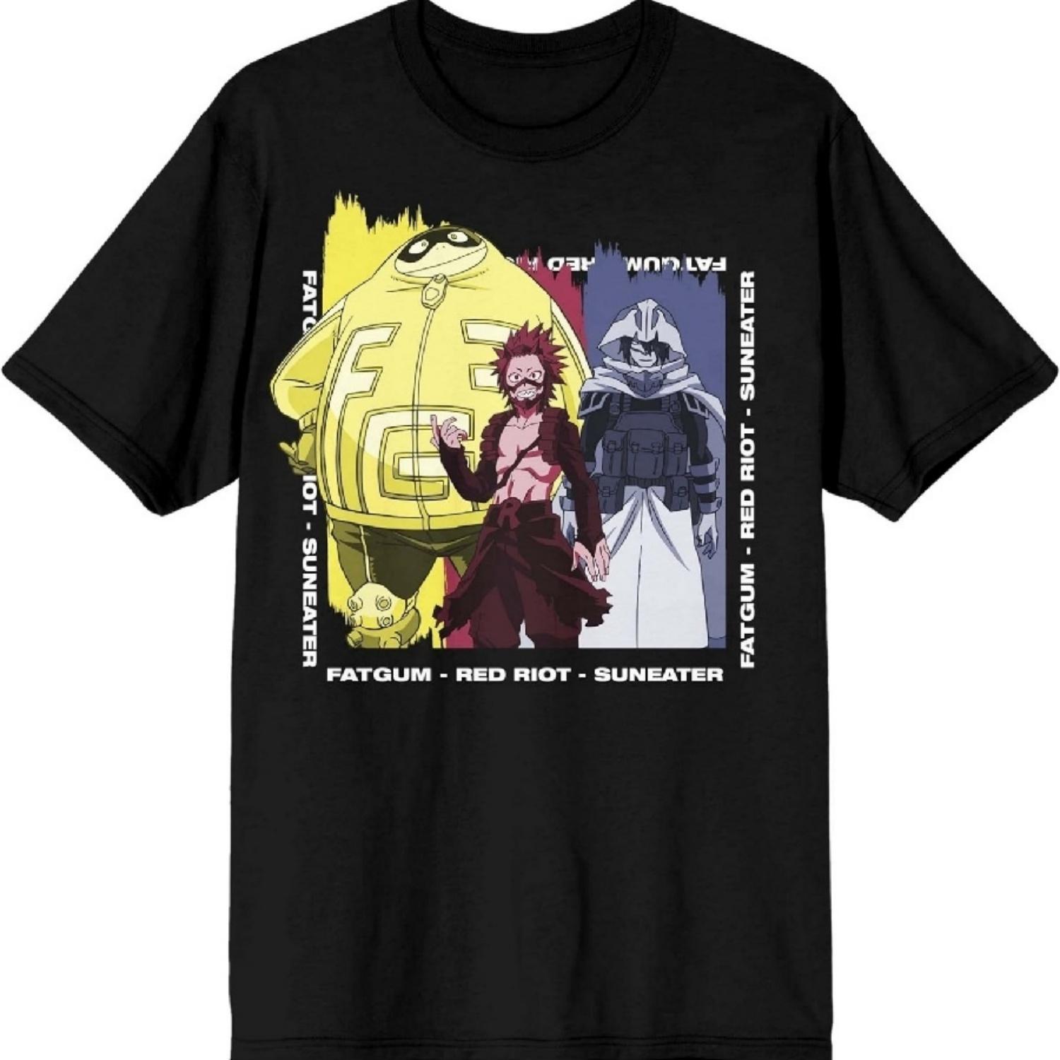 

Моя геройская академия Жирный жвак Красный бунтарь и Пожиратель солнца Мужская черная футболка XXXXXL чёрный