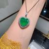 Jewelry Vintage Necklace Imitation Emerald Paraiba Heart 20 * 20 Large Pendant Necklace Female