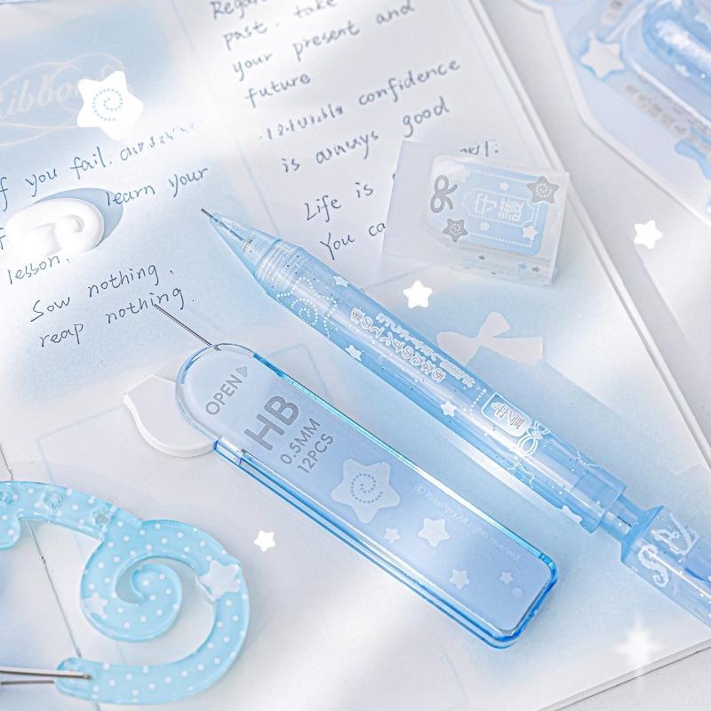 Japanese Omamori Fortune Pencil Set Kawaii Ins Transparent 0.5mm Cute Mechanical Pencil  Aesthetic Study Gift for Students
