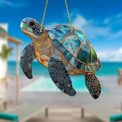 Painted Acrylic Material Myth Fire Phoenix Tortoise SUN CATCHER Glass Lacquer Window Hanging Decoration Porch Hanging Decoration