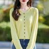 Tencel Linen Hooded Knit Cardigan - Women's Long Sleeve Solid Color Loose Fit Top