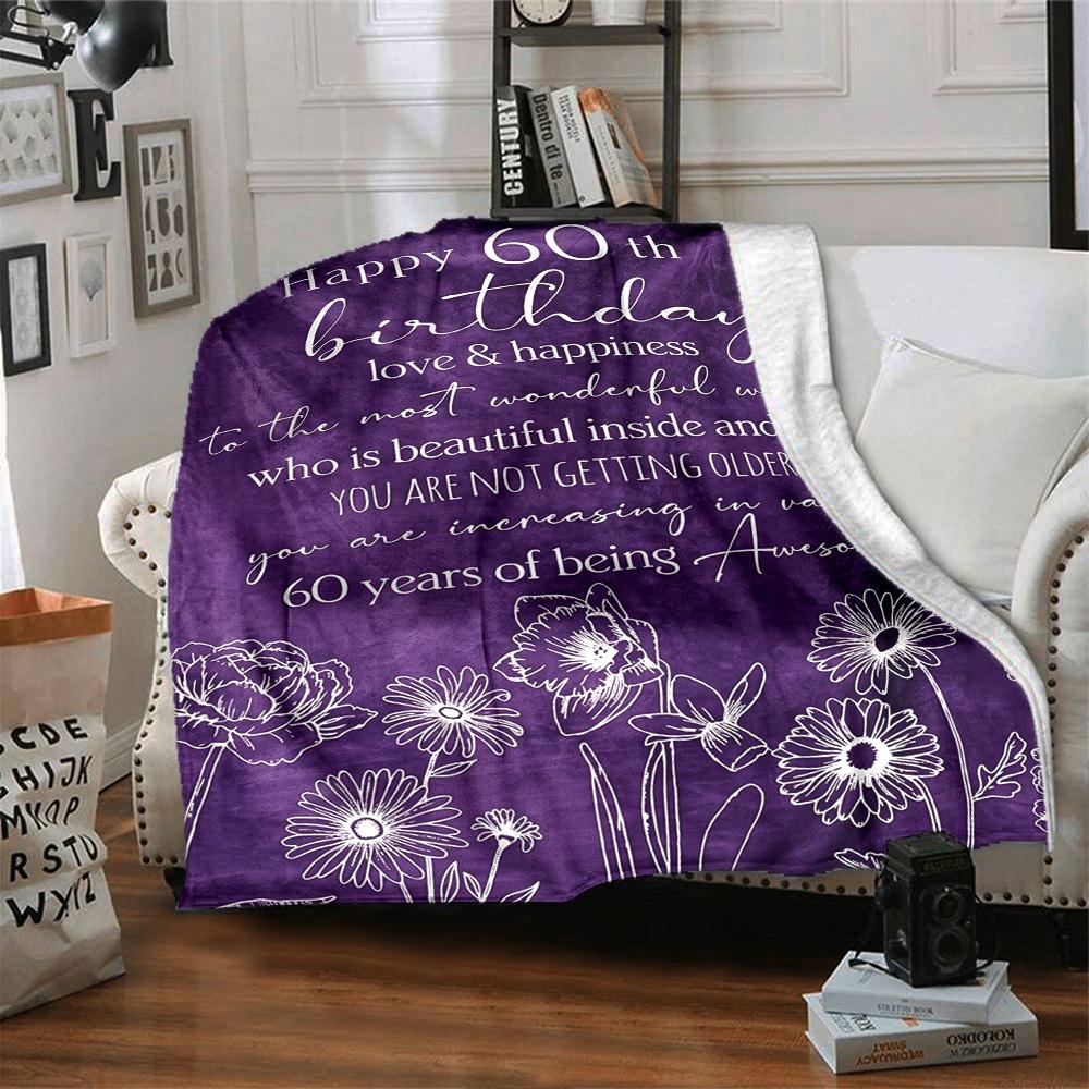 Happy 60Th Birthday Tree Multi-purpose Blanket Soft Warm Cozy Throw For Sofa Couch Office Bed Picnics for All Occasions Modern Style Accessory Y15