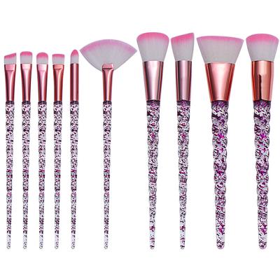 10pcs Cone Shape Makeup Brush Crystal Handle Concealer Eyeshadow Powder Cosmetic Brush