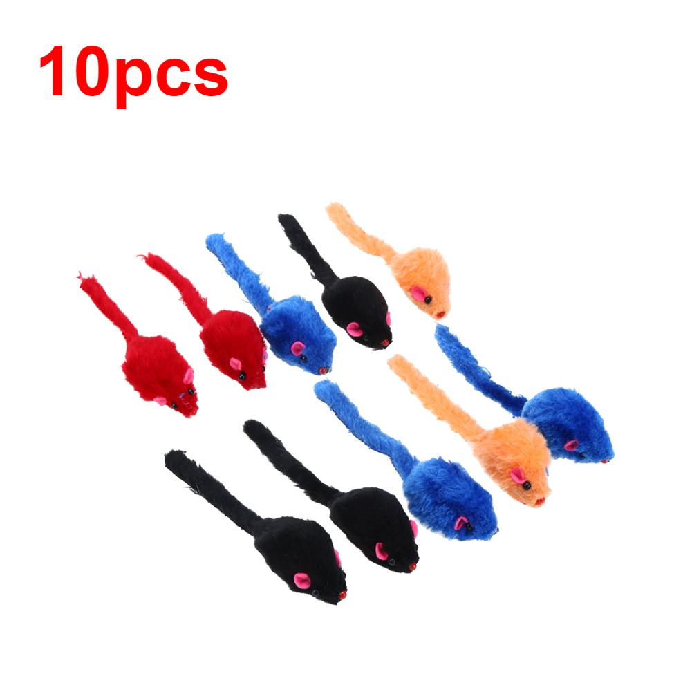 10pcs Pet Cat Toys False Mouse Mini Funny Playing Toys for Cats with Colorful Feather Plush Mini Mouse Toys Pet Supplies