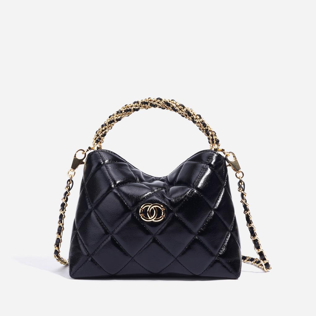 Raute Tasche, Weiches Leder Drehverschlusskette, Handtasche, Schulter Messenger Damentasche.