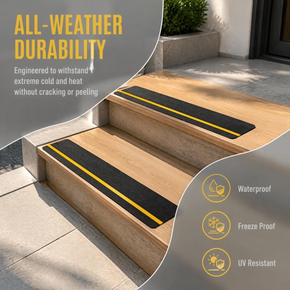 10 PCS Black Anti Slip Stair Treads 60 Grit Adhesive Grip Pads Durable Non Skid Tape Stairs