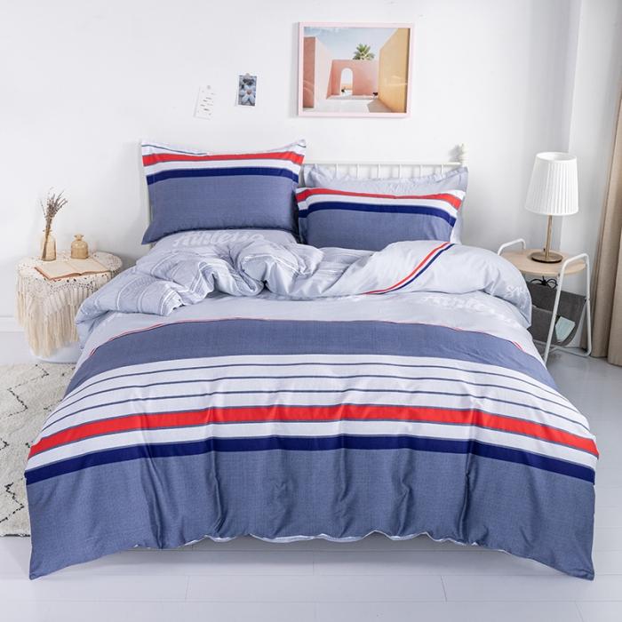 3PC 100% Cotton Duvet Cover Set Striped Printing 1PC Duvet Cover 2PC Pillowcase Cotton Soft Skin Friendly Bedding