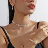 Set of Shiny copper Plated Collarbone Chain Necklace Bracelet Jewelry, Women's Minimalist Starry Sky Accessories