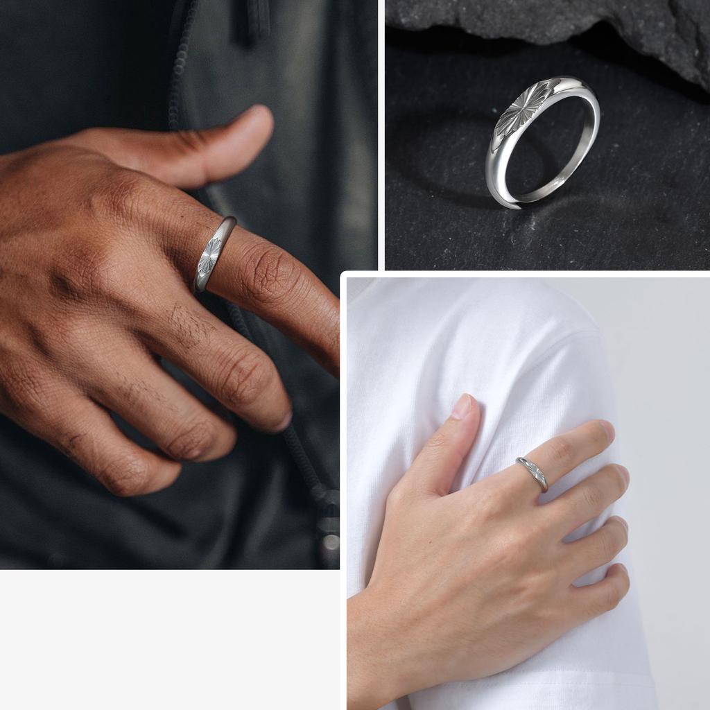Fashion Stainless Steel Minimalist Signet Ring for Men, Geometric Jewelry Father's Gift