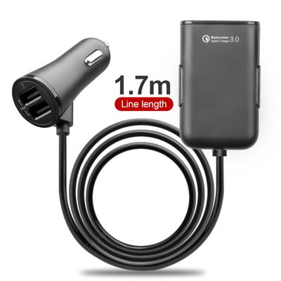 4 Port Usb Car Charger Quick Charge Qc3.0+2.4a+3.1a 5.6ft Extension Cord Cable For Iphone 12 Xiaomi Mobile Phone