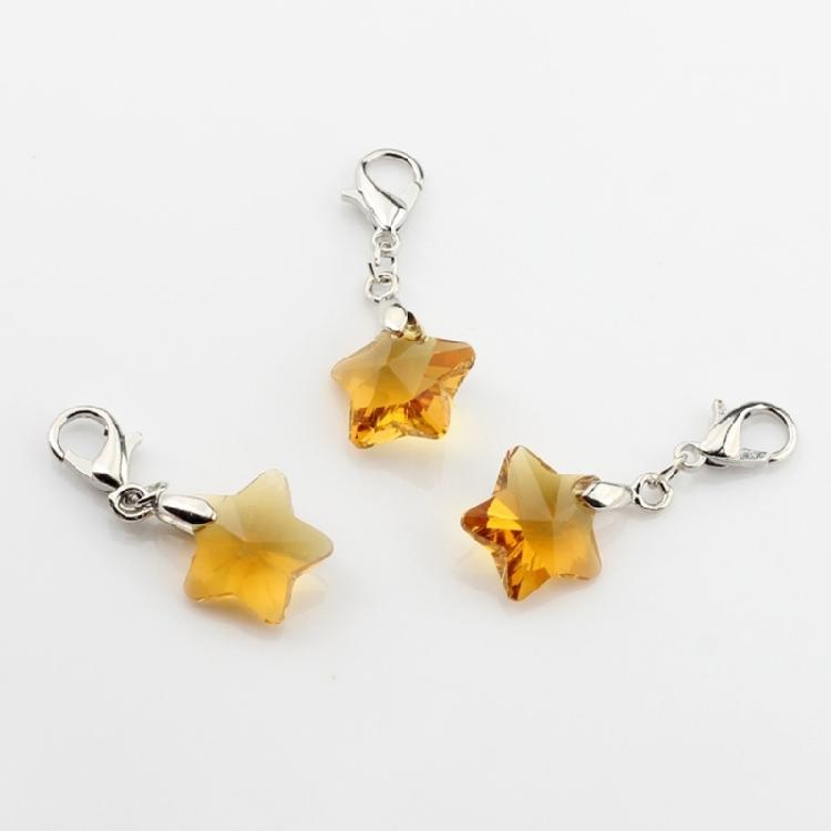 Popular Alloy Earrings Accessories Colorful Five-Pointed Star Pendant Keychain Lobster Clasp Keyring Bag Accessory