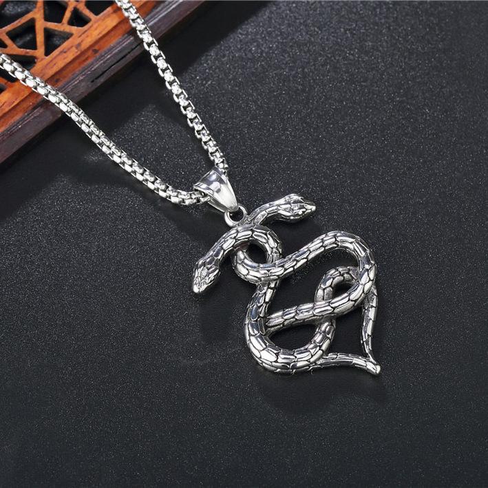 Tide Retro Snake Shape Titanium Steel Sweater Necklace