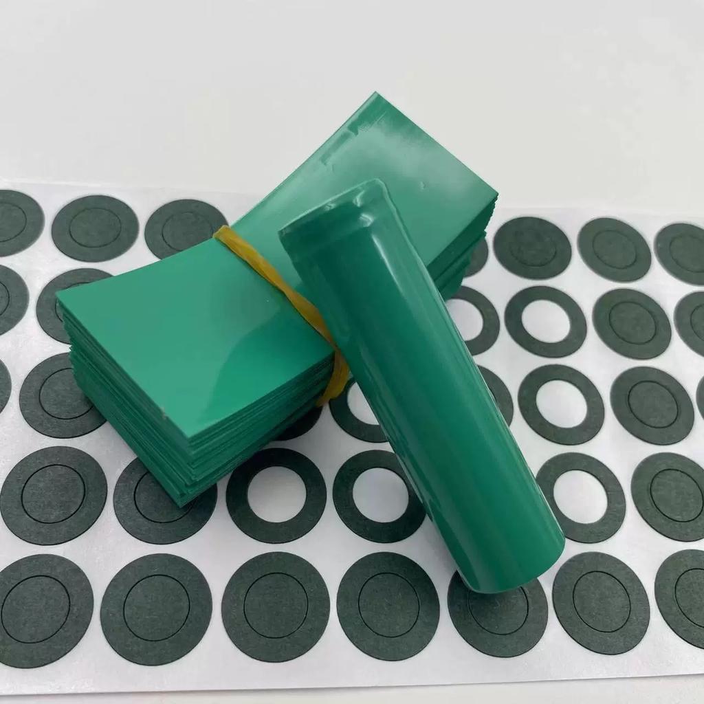 100PCS 21700 Battery Wrap Sleeve Heat Shrink Tube + 100PCS Barley Paper Rings Shrinkable Insulated Skin PVC FilmTape Cover Pipe