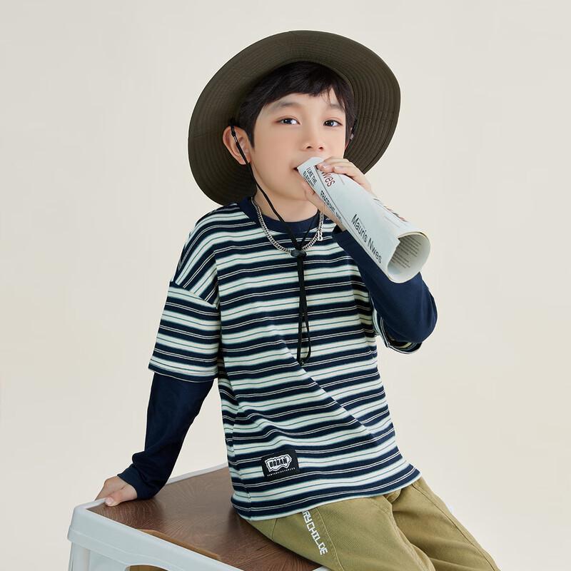 Duoduojia Boys Striped Academy Style Casual Sweatshirt 110