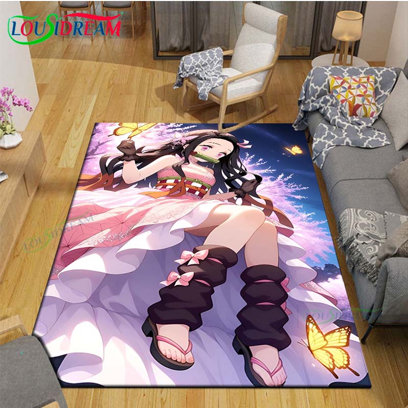 Fashion Hot Cartoon K-Kamado Nezuko Printed Carpets Living Room Anti-Skid Area Rug Kids Bedroom Mats Yoga Mat Large Carpet Decor