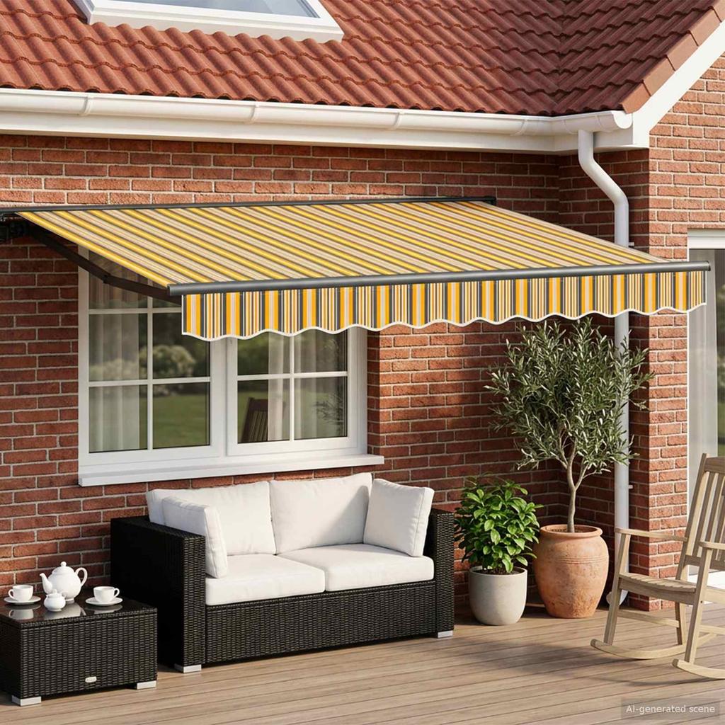 Electric Retractable Awning Yellow Grey Anthracite 2.5 X 2 M
