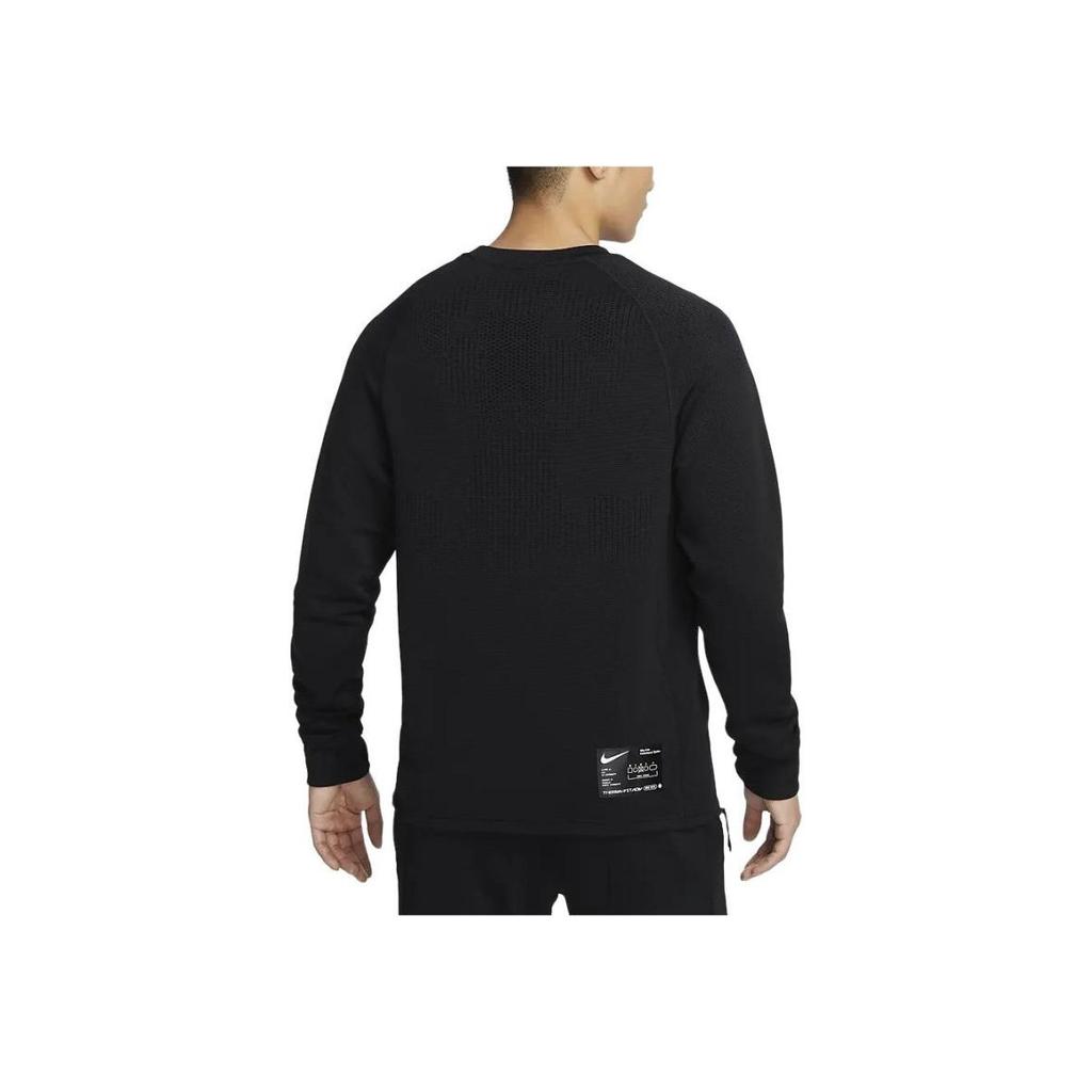 Nike Unifarbenes Rundhals-Casual-Langarm-T-Shirt Herren-Tops Schwarz FN2974-010