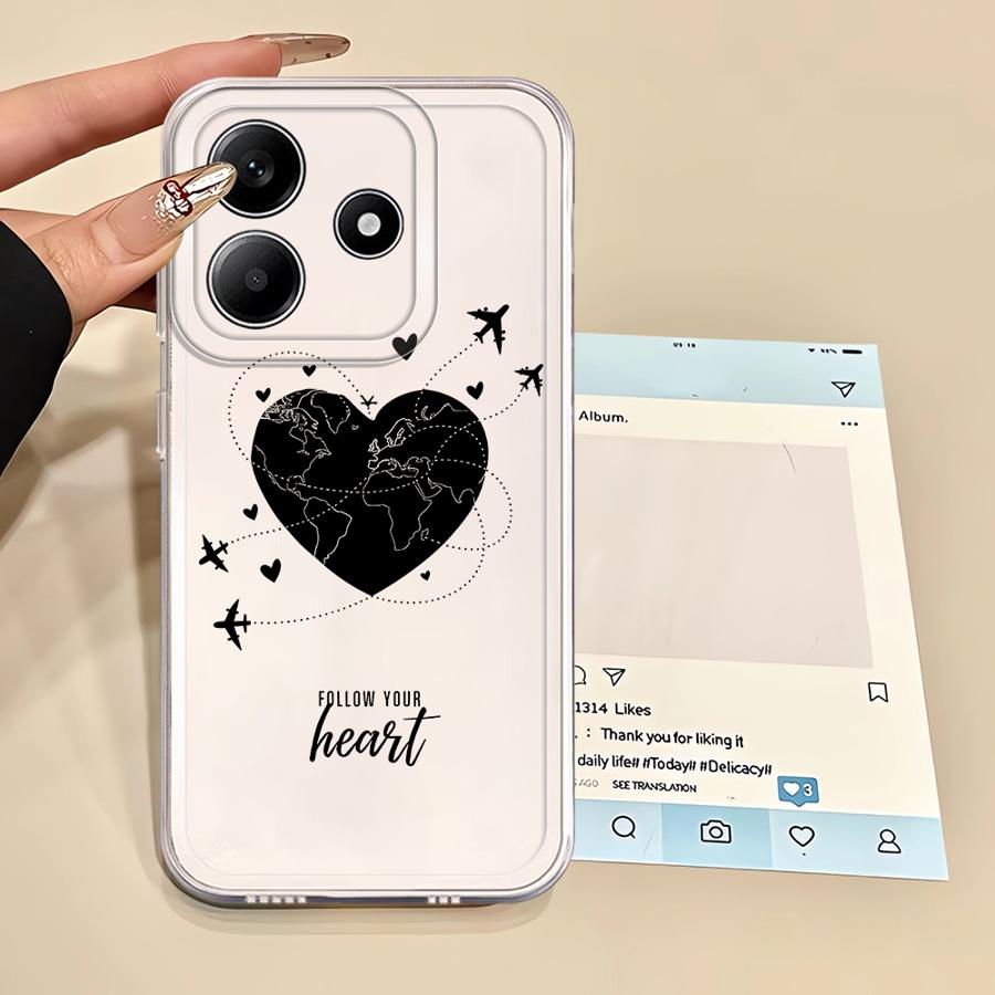 Soft Phone Cover Case for Xiaomi Redmi Note 14 Pro Plus 12S 13C 10S 9 10 14C A4 12 11S 11 Note 13 Love Airplane Art