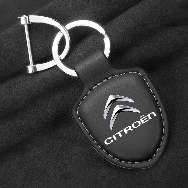 

Car Keychain Holder Shield Leather Key Ring Chain Pendant Gifts For Citroen C1 C2 C4 C5 C3 C4L C8 Berlingo Xsara Picasso Car
