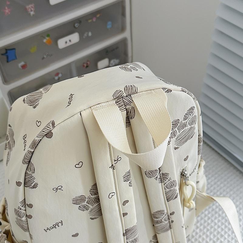 Women's Bear Printed Backpack Student's Lightweight Schoolbag