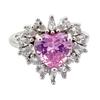 High-End Group Setting Zircon Love-Shaped Pink Diamond Series Open Ring French Light Luxury High-End Ring Woman