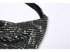 Street Style Sequin Rhinestone Halter Neck Tank Top - European & American Fashion