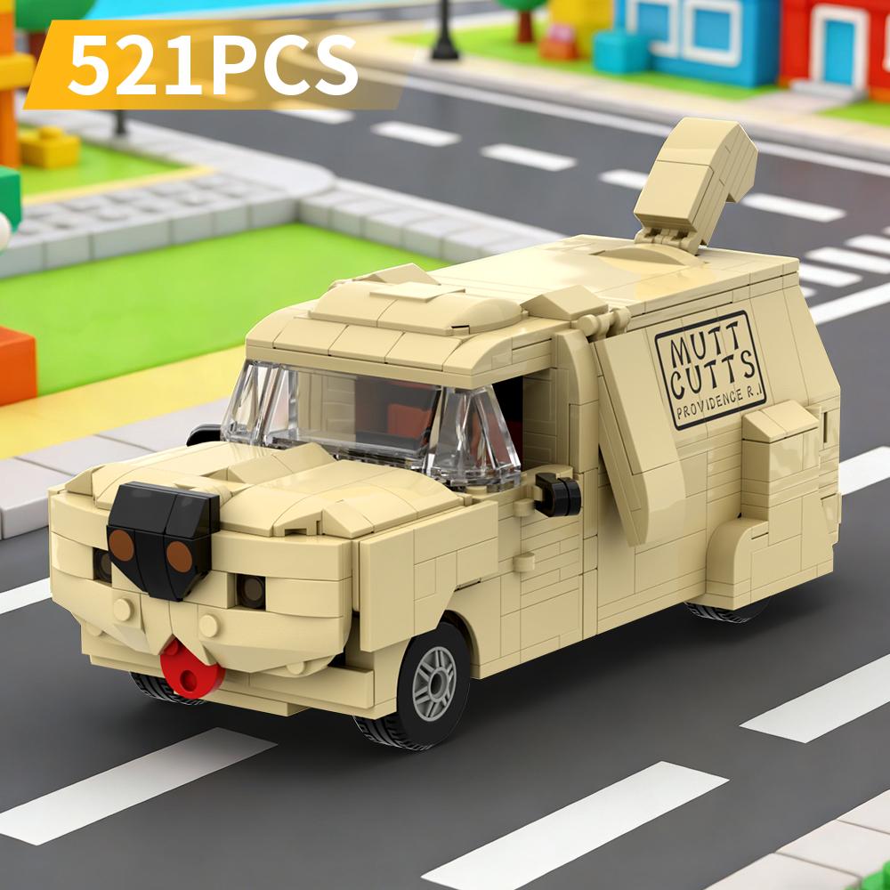MOC Comedy Movie Dog Cart Caravan Building Block Sets Dumb's Doggy Camper Van Creative Toy Vehicle Model Children Gifts
