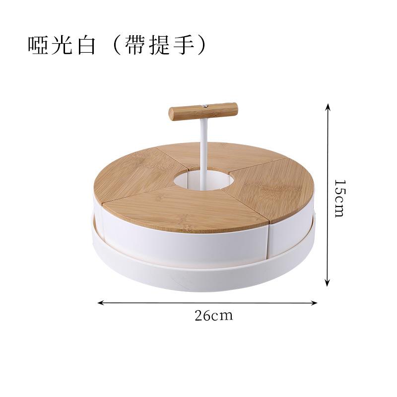 Japanese Style Fruit Plate Dried Fruit Candy Snack Box Creative Partition Bamboo Lid Portable Dried Fruit Box