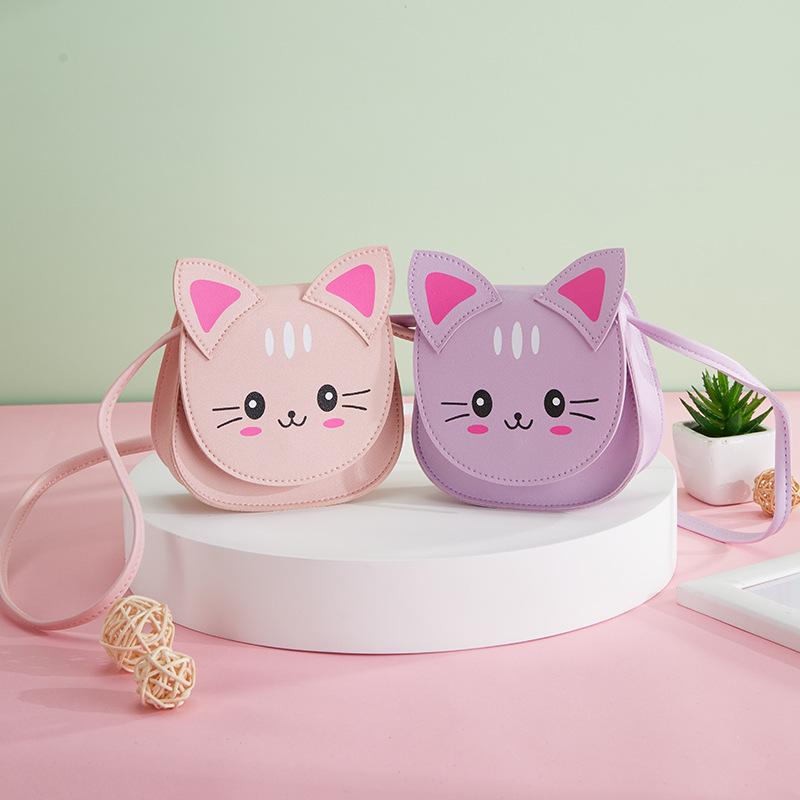 New Cat-Themed Crossbody Bag Cute Cartoon Children'S Shoulder Bag Fashionable Accessory Bag For Little Girls Mini Coin Purse