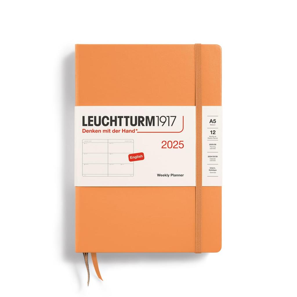 Leuchtturm 2025 January A5 Weekly Horizontal Officially Imported Planner, Start, Apricot, 370771,