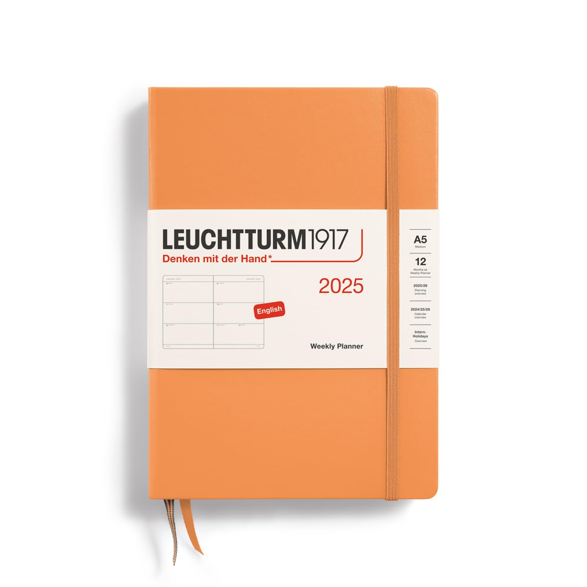 

Leuchtturm 2025 January A5 Weekly Horizontal Officially Imported Planner, Start, Apricot, 370771, абрикосовый