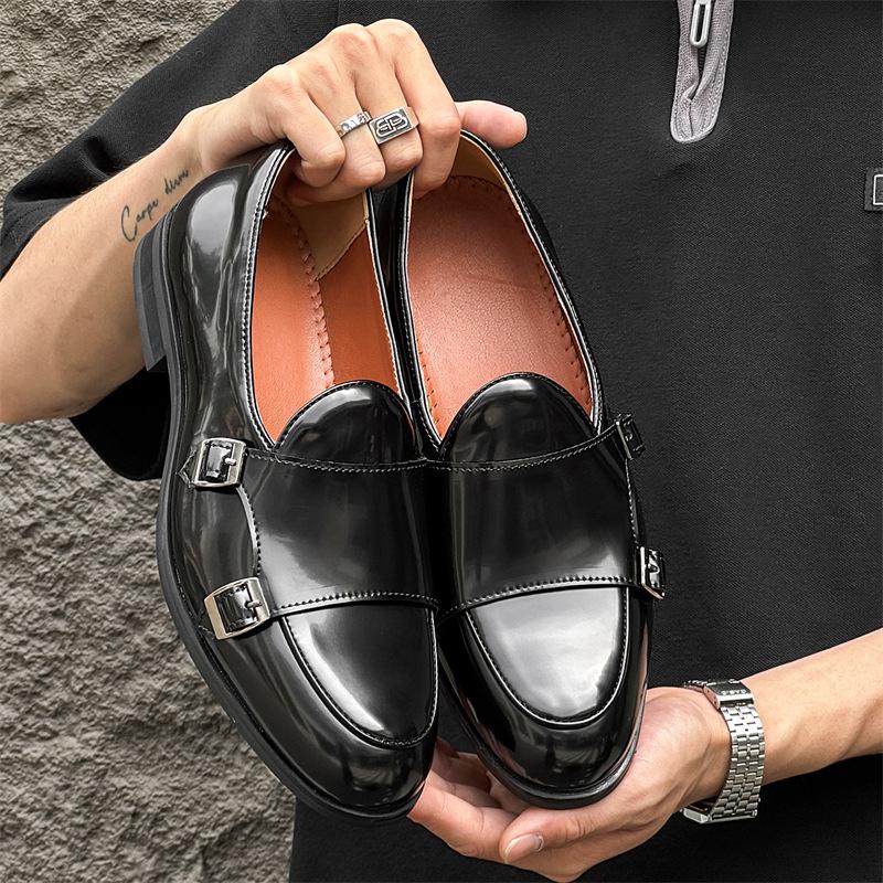 2026 New Korean Big Size Dress Shoes for Men Fashion Casual Black Leather Shoes Male Spring Autumn Buckle Designer Shoe Man