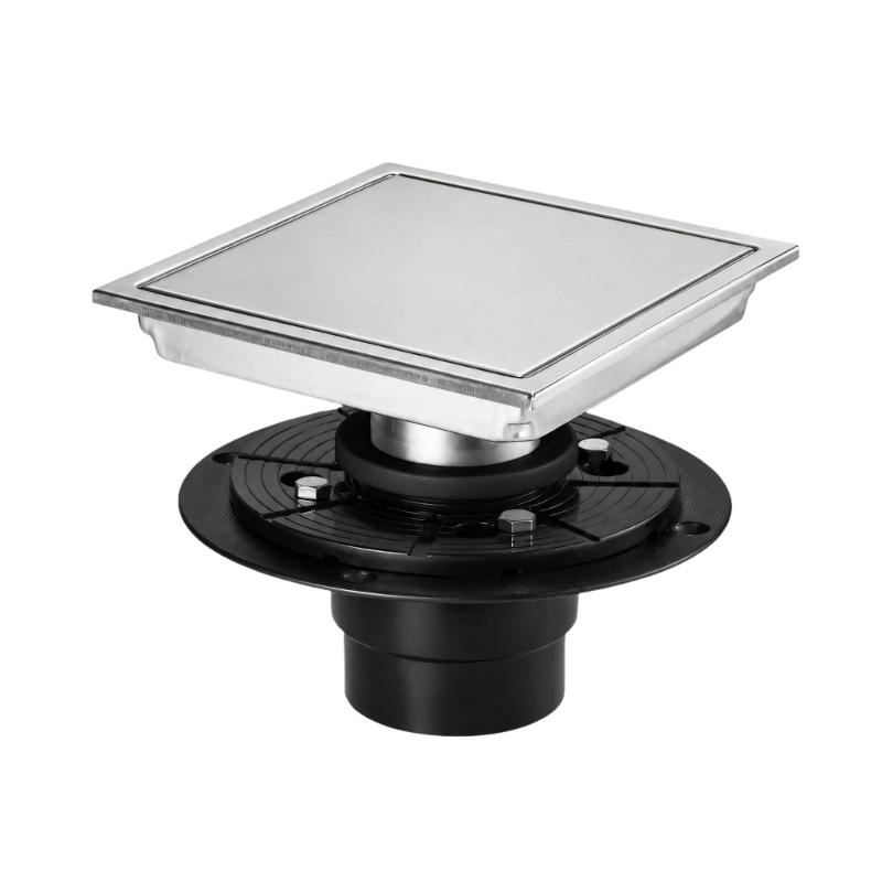 Square Bathroom Water Outlet in Grade 304 Steel, Shower Fixture for Directing Water toward the Drain Line Opening Area