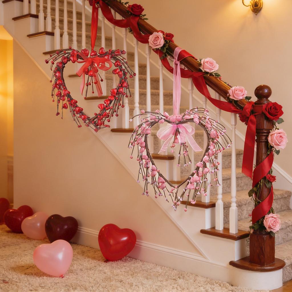 Decorate The Living Room And Bedroom With A Heart,Shaped Rose Wreath For Valentine'S Day