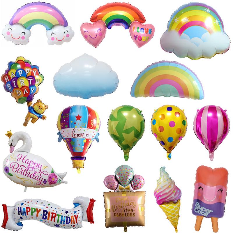 Rainbow Parachute Hot Air Balloon Birthday Decoration Foil Balloons