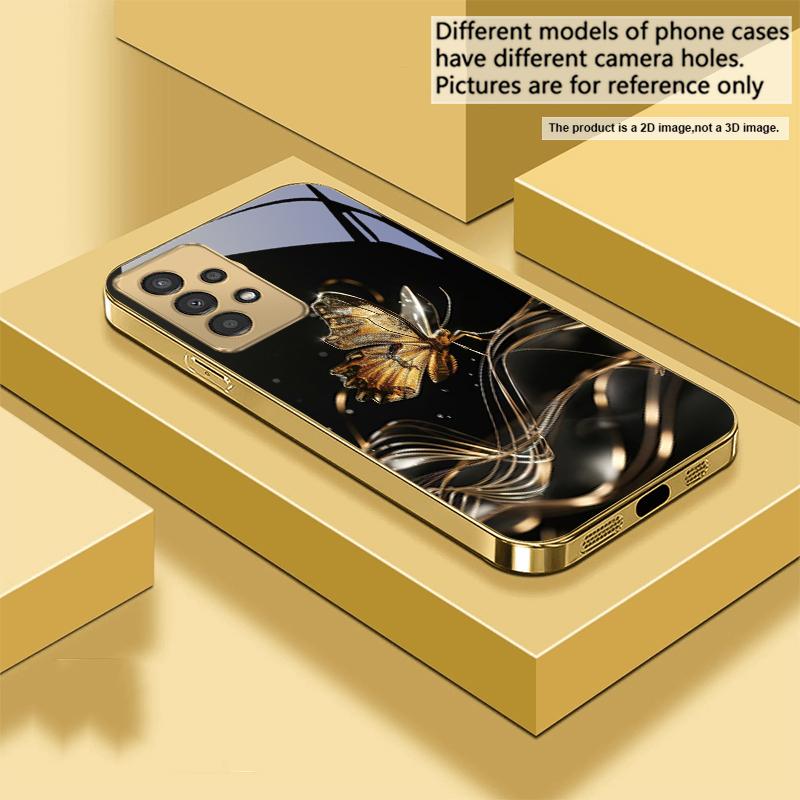Der Goldene Schmetterling Für Samsung A 31 32 A33 A34 35 14 A15 13 16 25 26 50 52 53 54 55 56 70 71 72 73 Goldene Glas Handyhülle