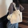 Large Capacity Double Pocket Commuter Canvas Bag Women 2025 New Student Class Shoulder Bag Casual Solid Color Tote Bag