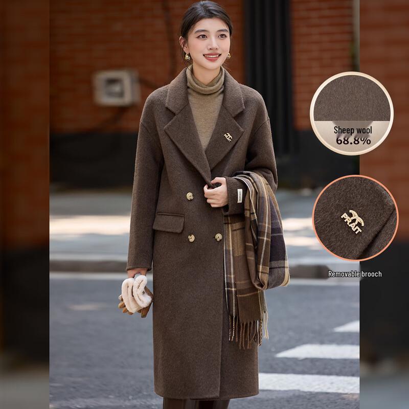 

Women s Elegant Winter Wool Blend Double-Faced Long Coat S