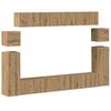 8 piece wall mounted TV cabinet set Artisan Oak finish engineered wood