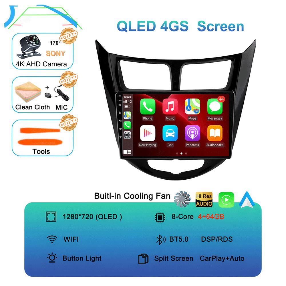 Android 14 Car Radio for Hyundai Solaris Verna Accent 1 2010 - 2016 Multimedia Video Player 2 Din DVD Head Unit Carplay GPS FM