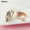 SIMJOO Rose Gold Fashion Sweet Fresh Floral Green Zircon Earrings for Ladies
