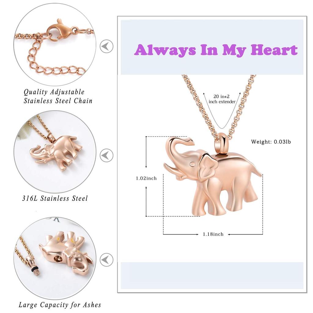 Elephant Pendant Cremation Pendant Small Urn Ashes Urn Necklace