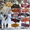 10Pcs Eerie Warning Sign Set Easy To Install On Wall Door Fences Ideal For Halloween Home Haunting Theme Decoration