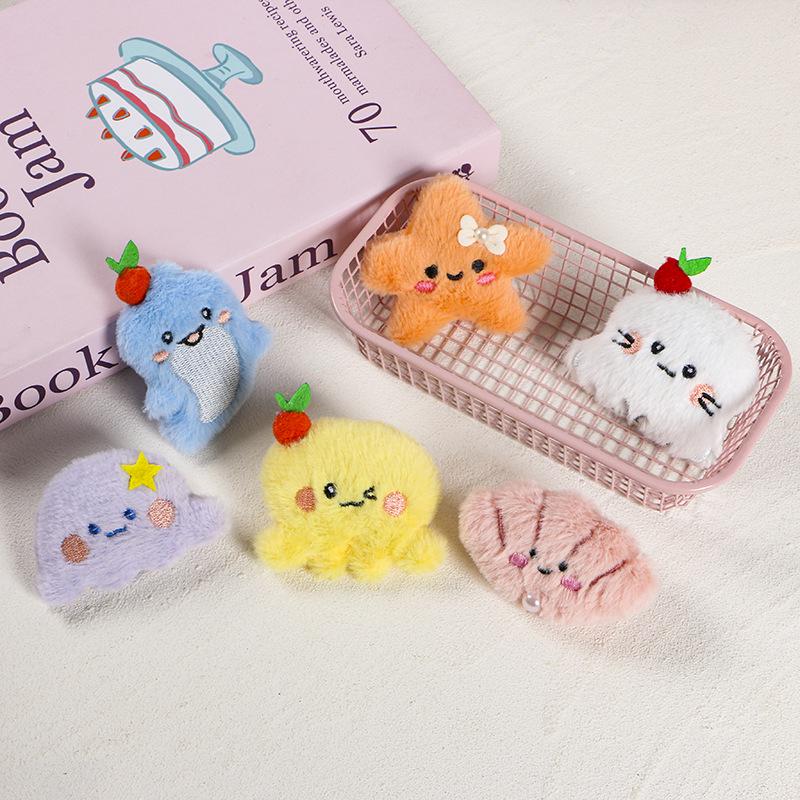 Cartoon Marine Animal Plush Brooch & Hair Clip Ornaments