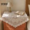 Non-slip Tablecloth White Lace Tablecloth, Square Scalloped Floral Doily, Elegant Vintage Home Decor Table Cover for Nightstand End Tea Party Durable