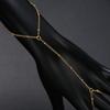 Elegant Hand Chain Finger Ring Bracelet For Women Simple Gold Color Connecting Harness Hand Bracelets Trendy Party Jewelry Gifts