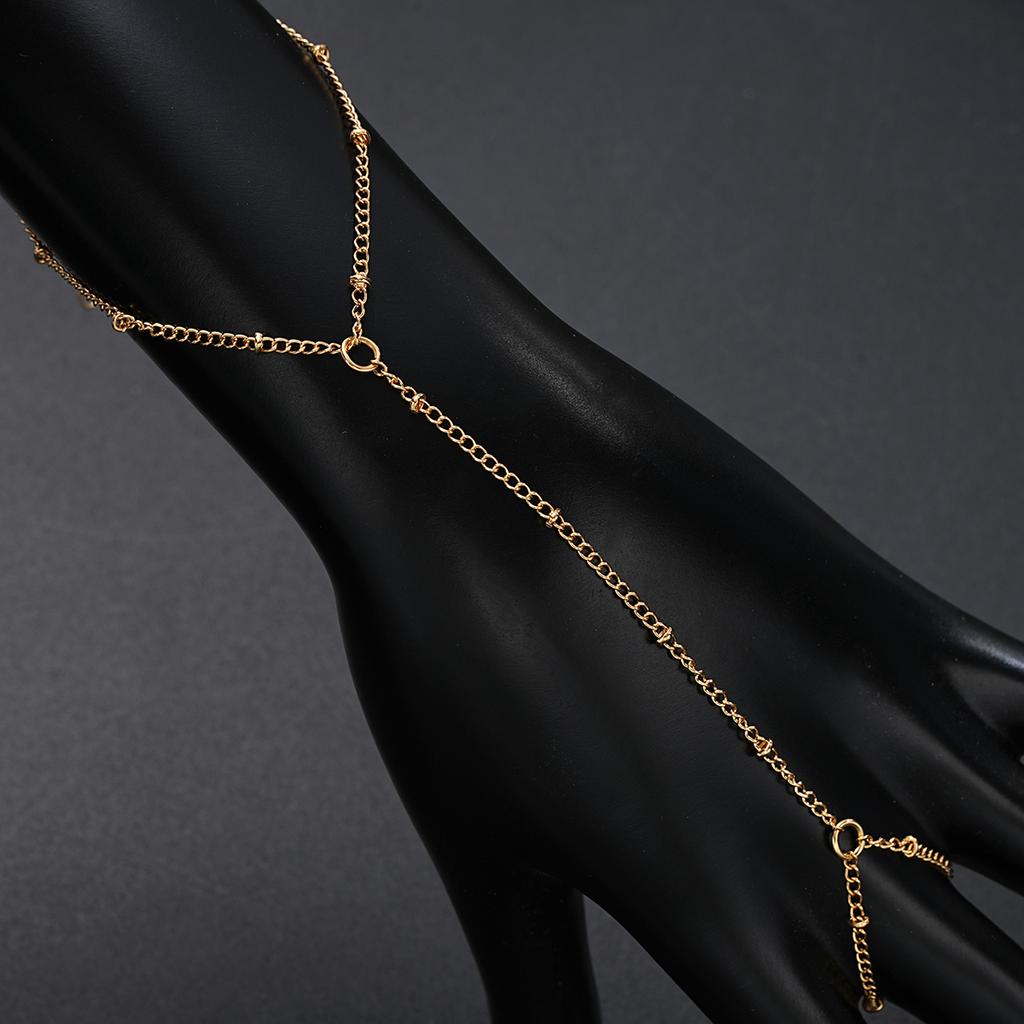 Elegant Hand Chain Finger Ring Bracelet For Women Simple Gold Color Connecting Harness Hand Bracelets Trendy Party Jewelry Gifts