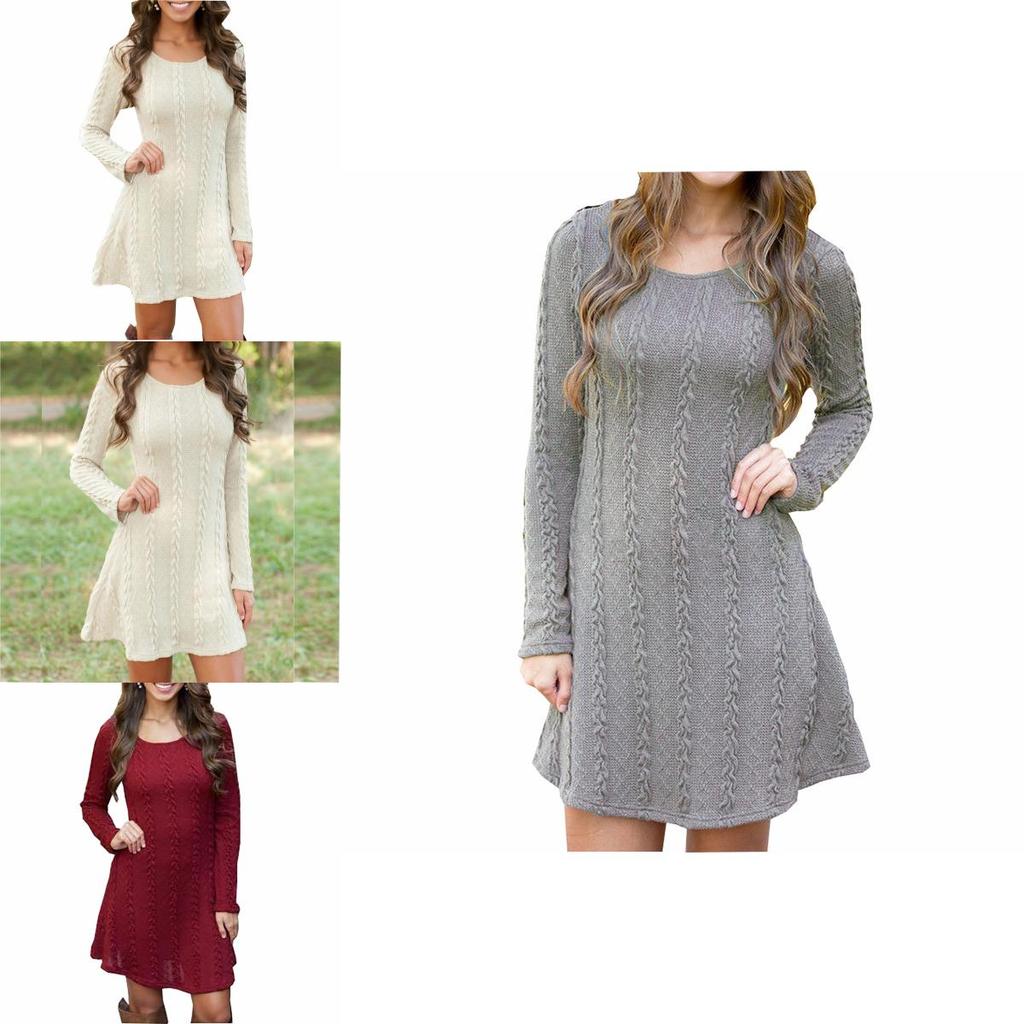 Stylish Women's Knitted Sweater Jumper Mini Dress For Cozy Winter And Autumn Wear